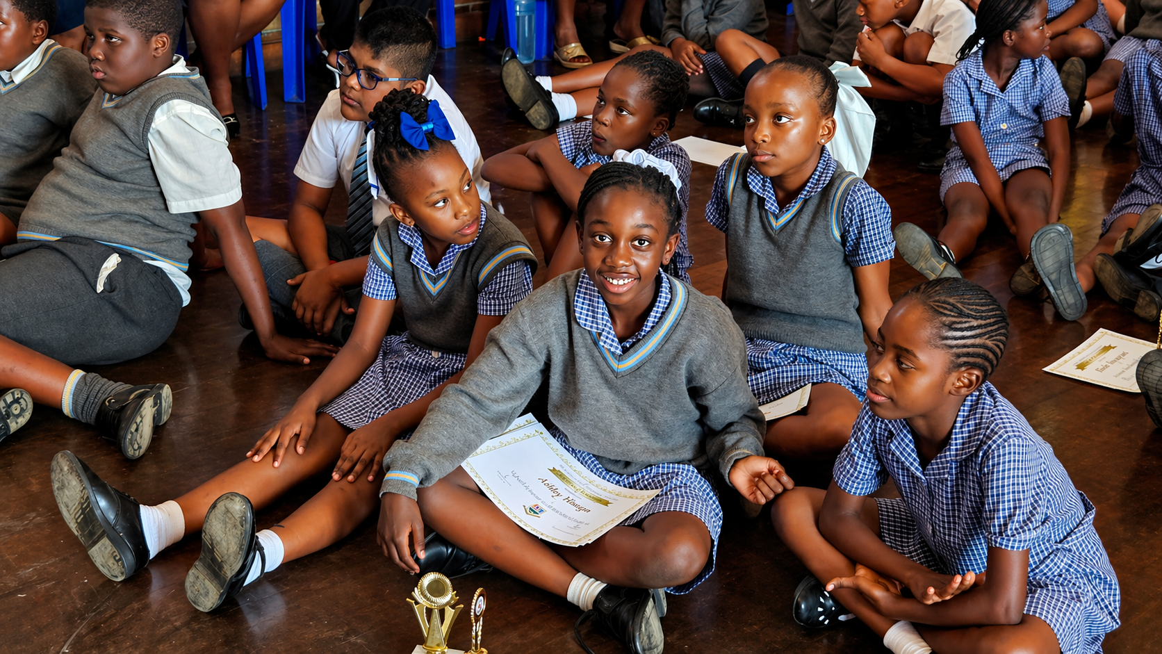 Primrose Hill Primary learners sharing a happy school moment